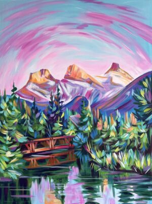 Three Sisters Mountains Acrylic Painting
