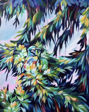 Bird on a branch in the forest