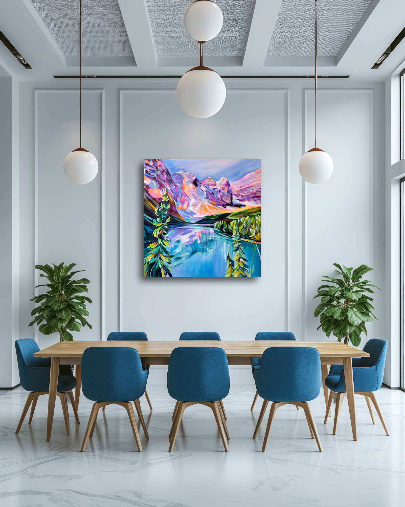 Moraine Lake in Sunset 36x36'