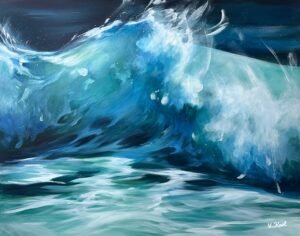 Realistic blue ocean wave